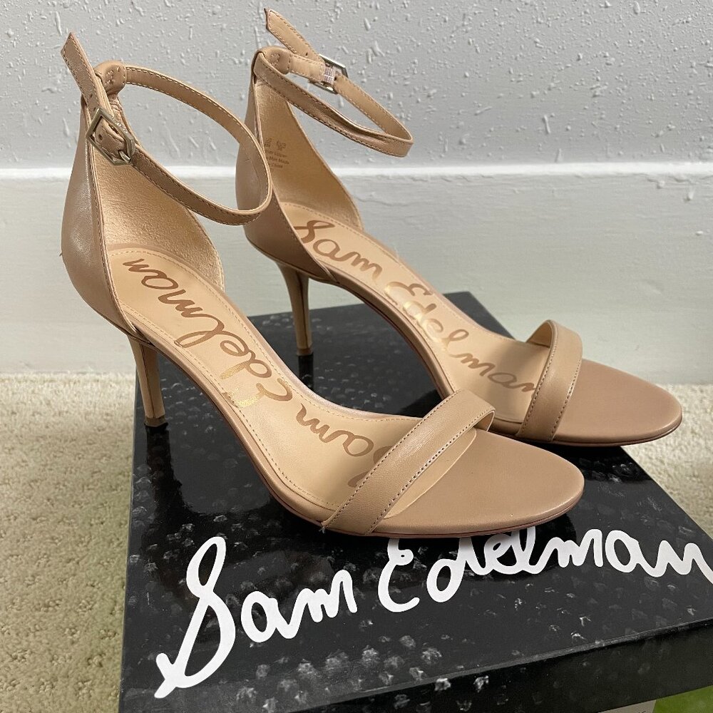 Sam Edelman Ankle Strap Heels "Patti" Classic Nude Leather Size 8